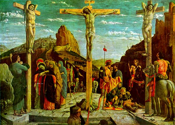 Andrea Mantegna: Pala di San Zeno - riquadro della crocifissione, Louvre Parigi.